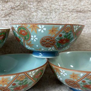Vintage Japanese Imari Handpainted rice bowls set of 5
